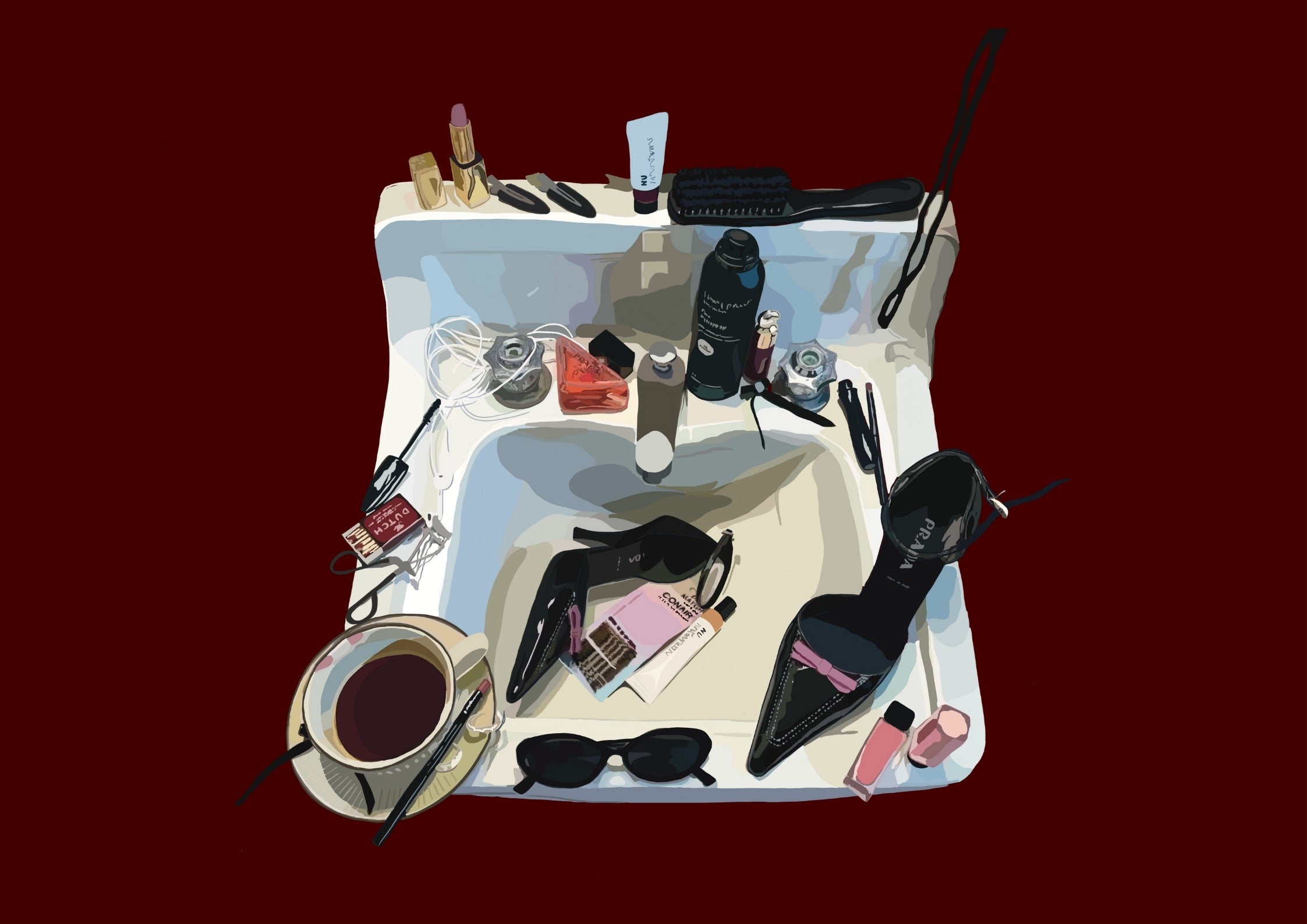 Messy Vanity - Maroon -  Print