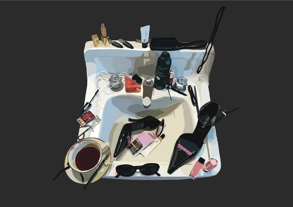 Messy Vanity - Charcoal - Print